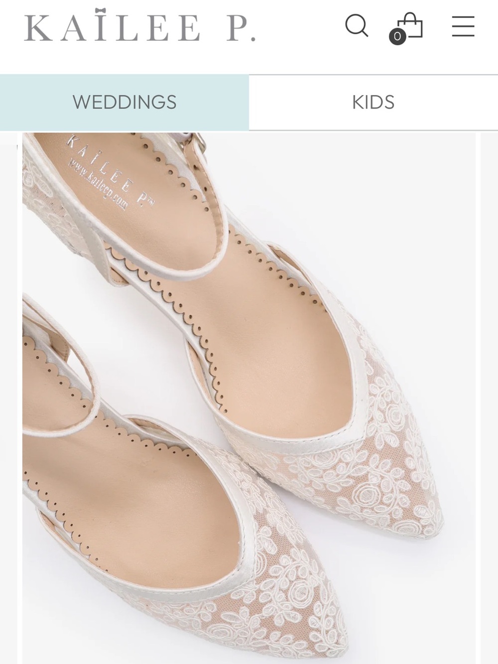 Kailee P. Lace Pointed Bridal Heels in Ivory